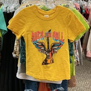 Kids Yellow Rock and Roll Graphic Tee